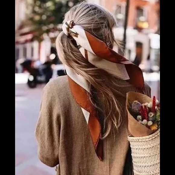 Mixed Monogram Designer Inspired Luxury Scarf Head Wrap, High End Stripe Runway - Picture 3 of 3